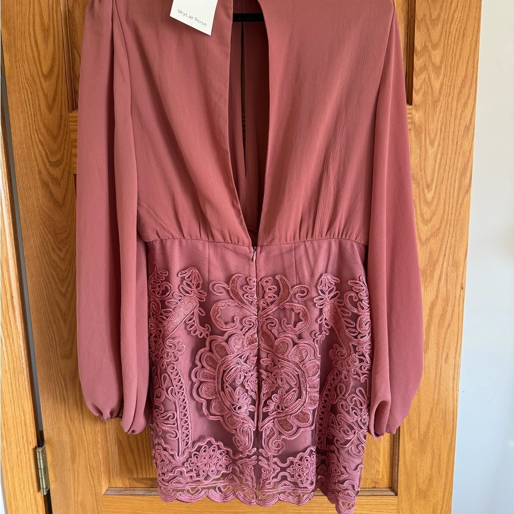 New with tags! Embroidered skirt, front and back slit top mini dress. - Picture 3 of 4